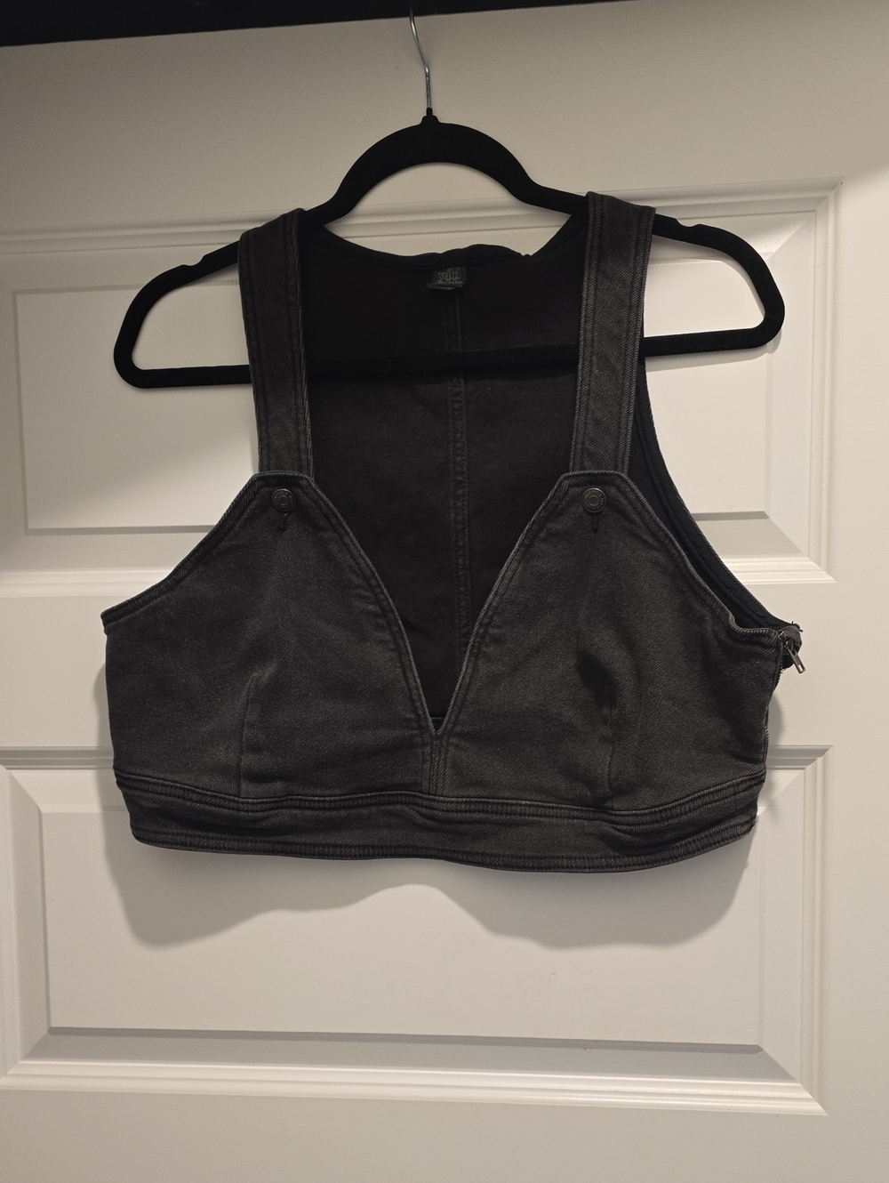wild fable Washed Black V-Neck Crop Tank